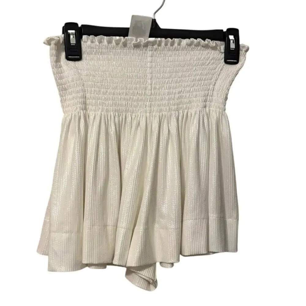 Queen of Sparkles White Smocked Swing Shorts Size Small